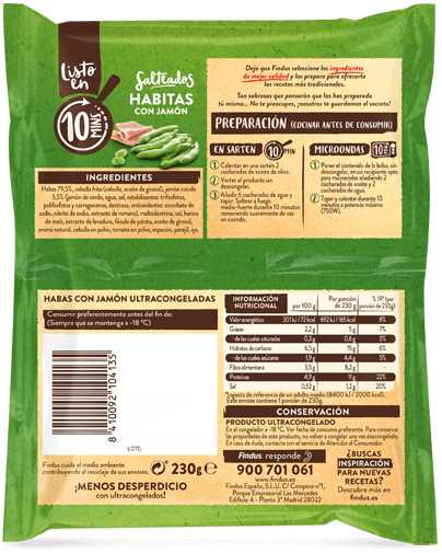 Habitas baby con jamón Findus