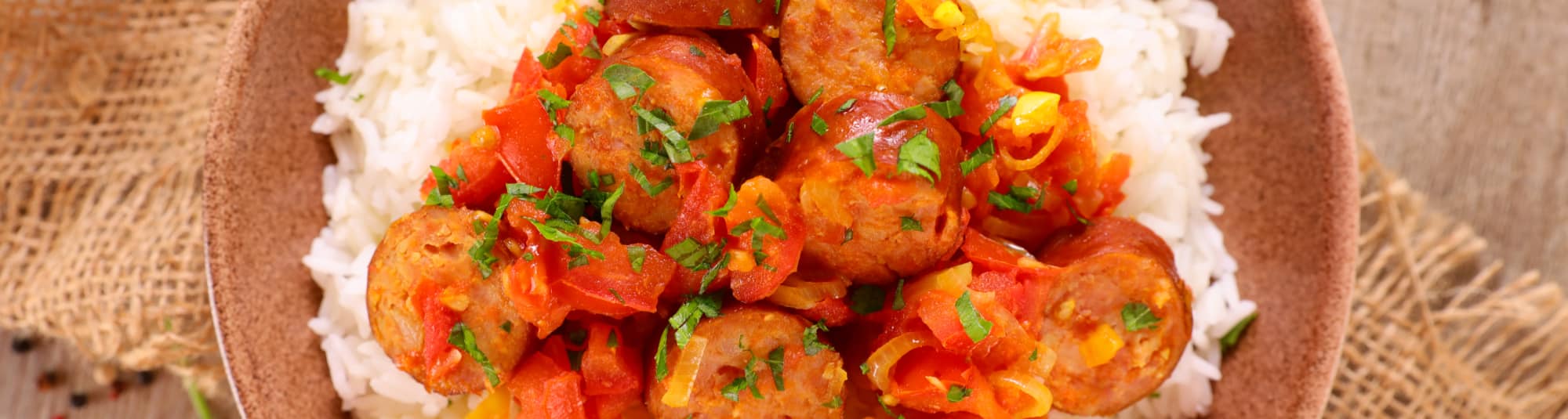 Salchicha vegana con Arroz